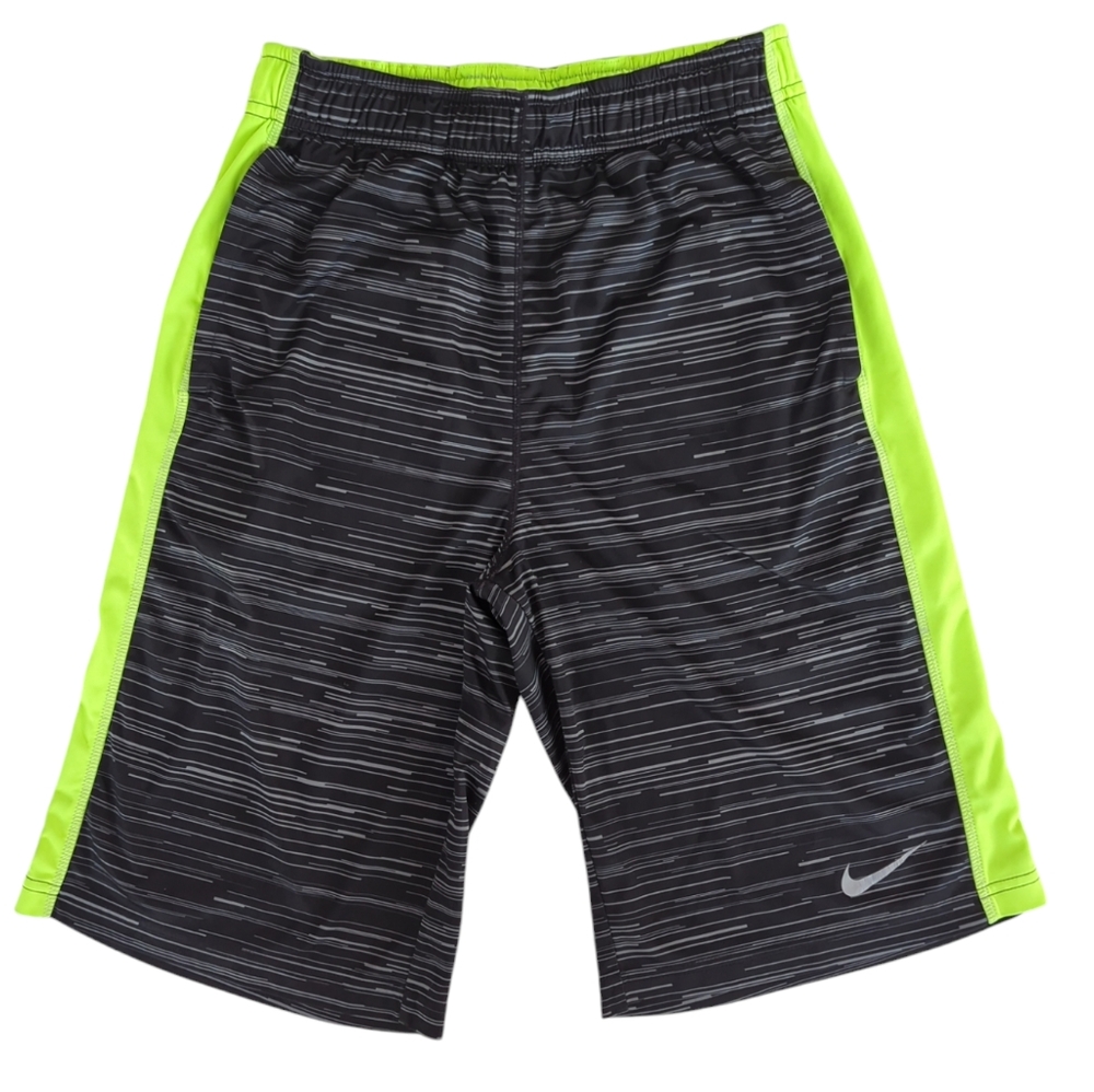 Nike Dri-Fit Sports Athletic Shorts Youth LARGE Black Grey Lime Green